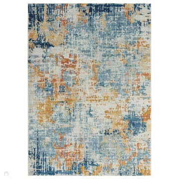 Nova NV39 Illusion Modern Abstract Durable Easy-Care Polypropylene Short Pile Ochre/Blue/Grey Rug-Asiatic Carpets-Rug Love - The Most Loved Rug Store